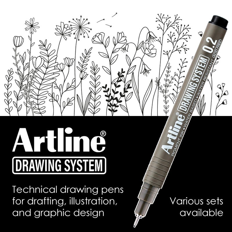 Artline 230 Drawing System Pens, Technical Drawing Pens For Drafting, Illustrating, and More, 0.2mm, 0.4mm, 0.6mm, and 0.8mm Fine Tips - Black, 4-Pack - Image 2